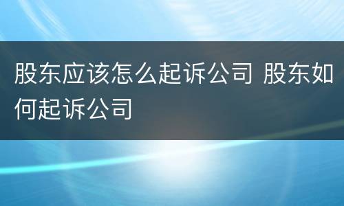 股东应该怎么起诉公司 股东如何起诉公司