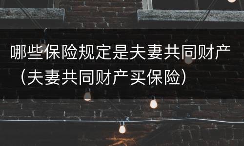 哪些保险规定是夫妻共同财产（夫妻共同财产买保险）