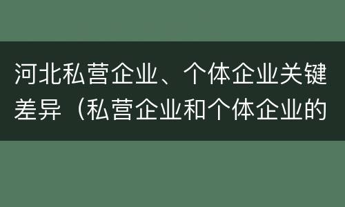 河北私营企业、个体企业关键差异（私营企业和个体企业的区别）
