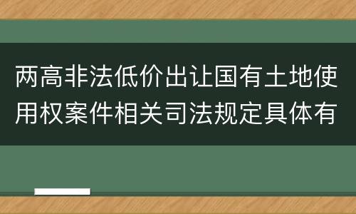 两高非法低价出让国有土地使用权案件相关司法规定具体有哪些内容