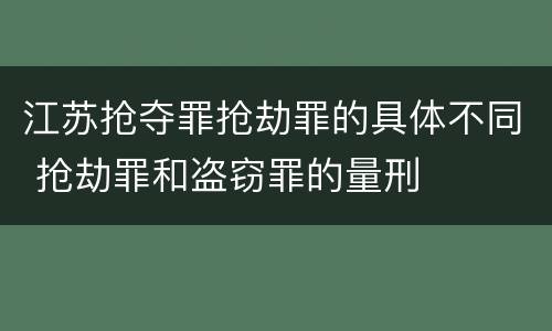 江苏抢夺罪抢劫罪的具体不同 抢劫罪和盗窃罪的量刑
