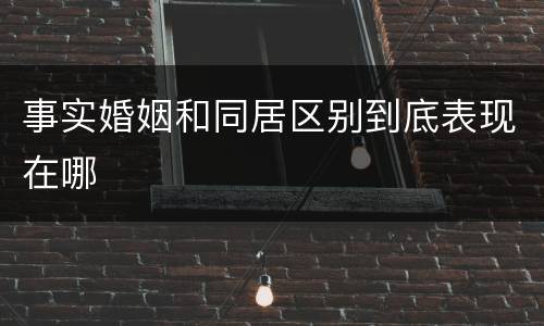 事实婚姻和同居区别到底表现在哪