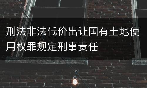 刑法非法低价出让国有土地使用权罪规定刑事责任