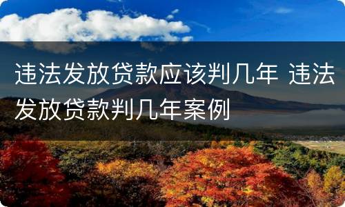 违法发放贷款应该判几年 违法发放贷款判几年案例