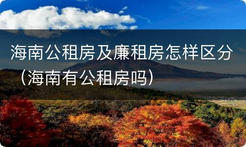 海南公租房及廉租房怎样区分（海南有公租房吗）