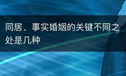 同居、事实婚姻的关键不同之处是几种