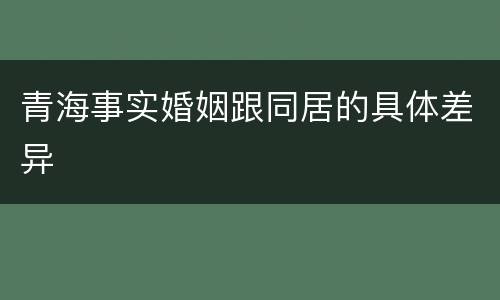 青海事实婚姻跟同居的具体差异