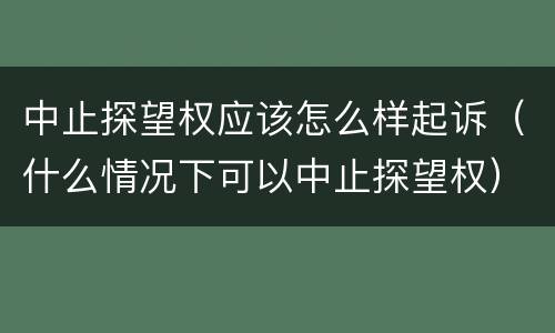 中止探望权应该怎么样起诉（什么情况下可以中止探望权）