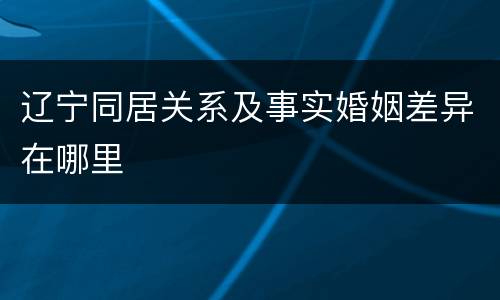辽宁同居关系及事实婚姻差异在哪里