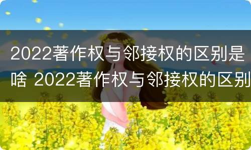 2022著作权与邻接权的区别是啥 2022著作权与邻接权的区别是啥呀