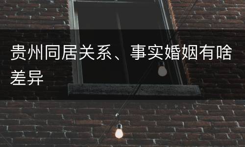 贵州同居关系、事实婚姻有啥差异
