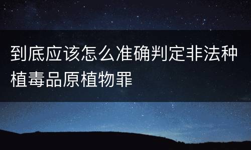 到底应该怎么准确判定非法种植毒品原植物罪