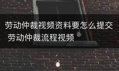 劳动仲裁视频资料要怎么提交 劳动仲裁流程视频