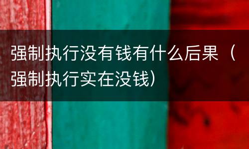 强制执行没有钱有什么后果（强制执行实在没钱）