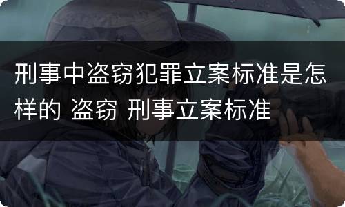 刑事中盗窃犯罪立案标准是怎样的 盗窃 刑事立案标准