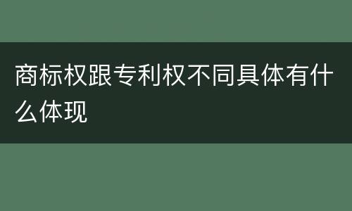 商标权跟专利权不同具体有什么体现