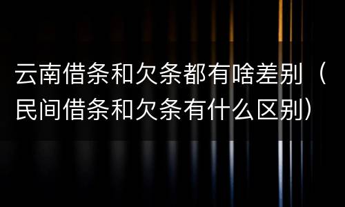 云南借条和欠条都有啥差别（民间借条和欠条有什么区别）