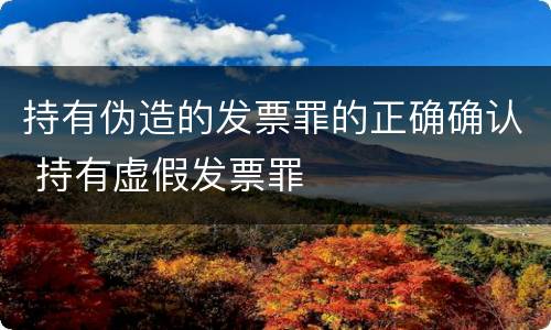 持有伪造的发票罪的正确确认 持有虚假发票罪