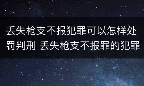 丢失枪支不报犯罪可以怎样处罚判刑 丢失枪支不报罪的犯罪主体