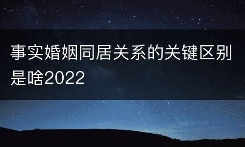 事实婚姻同居关系的关键区别是啥2022
