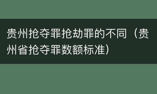 贵州抢夺罪抢劫罪的不同（贵州省抢夺罪数额标准）
