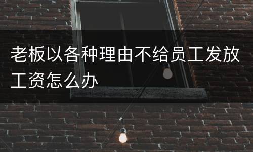 老板以各种理由不给员工发放工资怎么办
