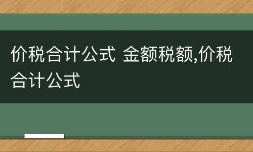 价税合计公式 金额税额,价税合计公式