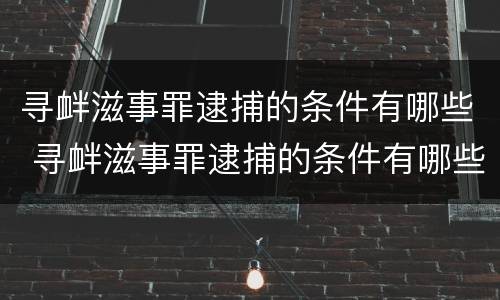 寻衅滋事罪逮捕的条件有哪些 寻衅滋事罪逮捕的条件有哪些规定