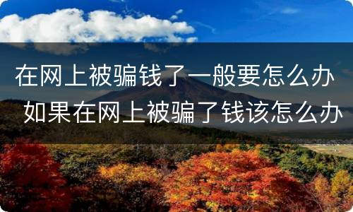 在网上被骗钱了一般要怎么办 如果在网上被骗了钱该怎么办