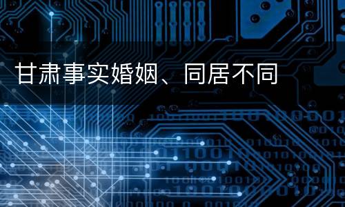 甘肃事实婚姻、同居不同