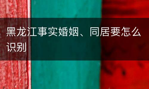 黑龙江事实婚姻、同居要怎么识别