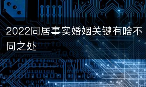 2022同居事实婚姻关键有啥不同之处