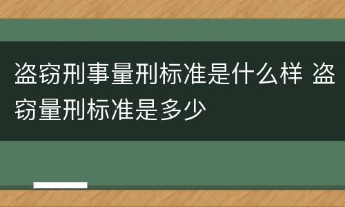 盗窃刑事量刑标准是什么样 盗窃量刑标准是多少