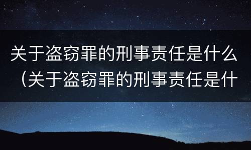 关于盗窃罪的刑事责任是什么（关于盗窃罪的刑事责任是什么案件）