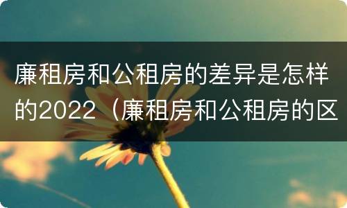 廉租房和公租房的差异是怎样的2022（廉租房和公租房的区别和联系）
