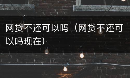 网贷不还可以吗（网贷不还可以吗现在）