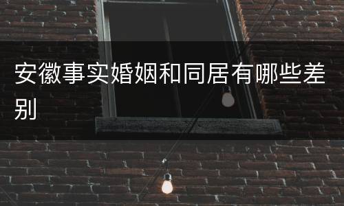 安徽事实婚姻和同居有哪些差别