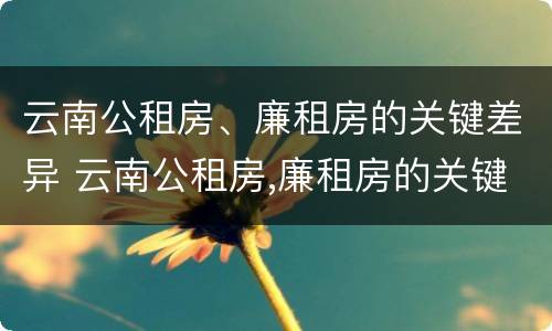 云南公租房、廉租房的关键差异 云南公租房,廉租房的关键差异是什么
