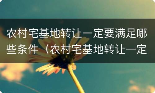 农村宅基地转让一定要满足哪些条件（农村宅基地转让一定要满足哪些条件呢）