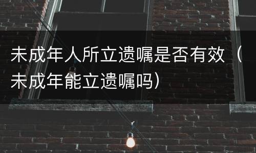 未成年人所立遗嘱是否有效（未成年能立遗嘱吗）
