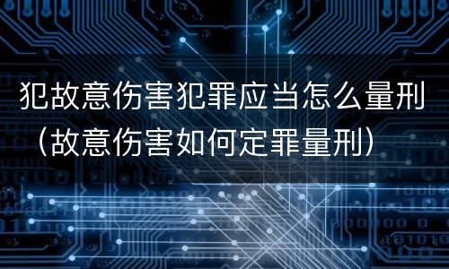 犯故意伤害犯罪应当怎么量刑（故意伤害如何定罪量刑）