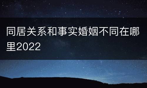 同居关系和事实婚姻不同在哪里2022