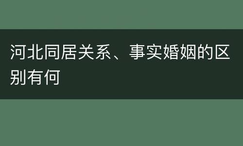 河北同居关系、事实婚姻的区别有何