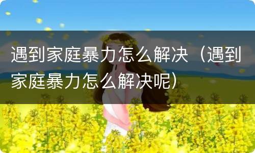 遇到家庭暴力怎么解决（遇到家庭暴力怎么解决呢）