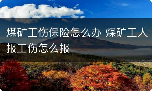 煤矿工伤保险怎么办 煤矿工人报工伤怎么报