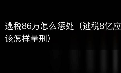 逃税86万怎么惩处（逃税8亿应该怎样量刑）