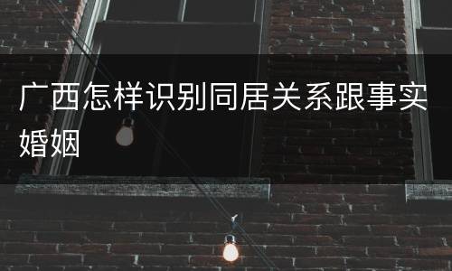 广西怎样识别同居关系跟事实婚姻