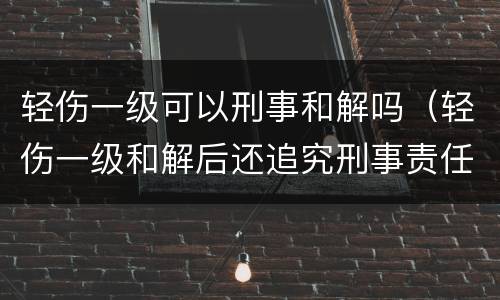 轻伤一级可以刑事和解吗（轻伤一级和解后还追究刑事责任吗）