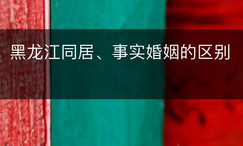 黑龙江同居、事实婚姻的区别