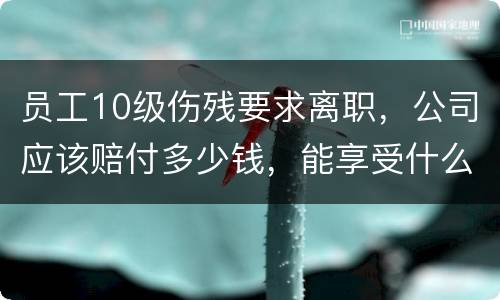 员工10级伤残要求离职，公司应该赔付多少钱，能享受什么待遇